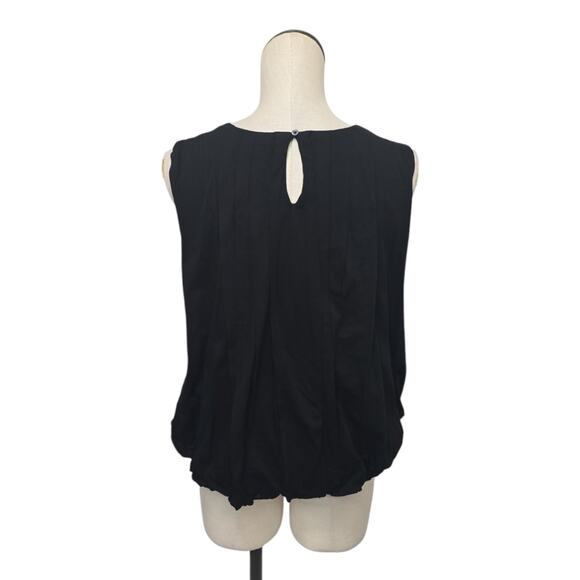 NWT Madewell Sleeveless Crewneck Bubble Hem Tank Top Size XS NU852 Black Classic - Picture 2 of 9